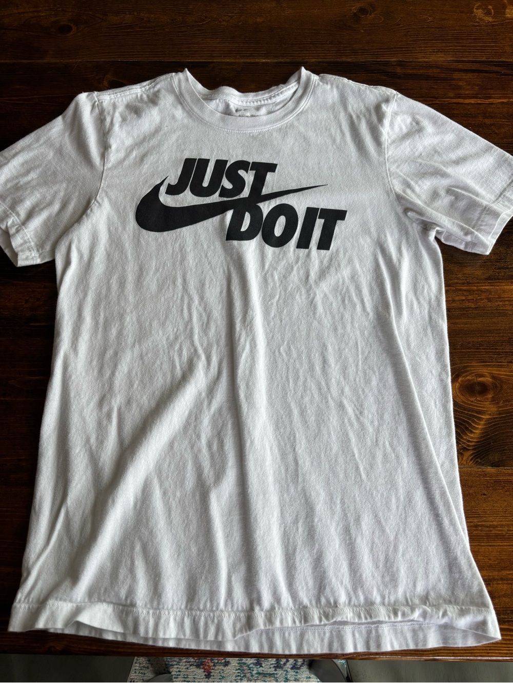 Nike White Short-Sleeve Tee with Black 'Just Do It' Logo